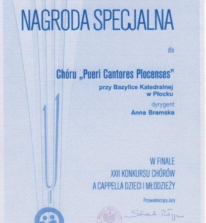 Dyplom Chóru Pueri et Puellae Cantores Plocenses