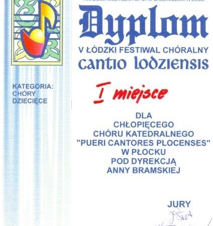 Dyplom Chóru Pueri et Puellae Cantores Plocenses