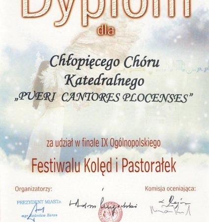 Dyplom Chóru Pueri et Puellae Cantores Plocenses