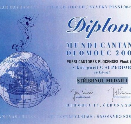 Dyplom Chóru Pueri et Puellae Cantores Plocenses
