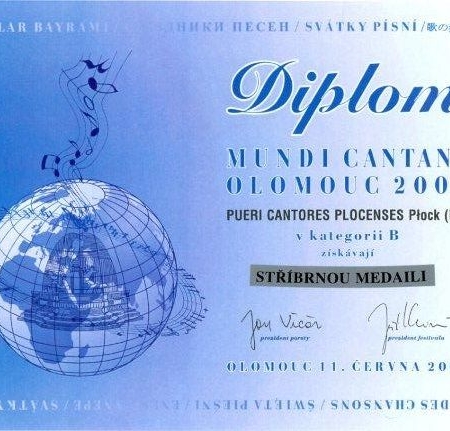 Dyplom Chóru Pueri et Puellae Cantores Plocenses